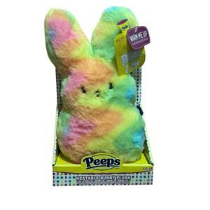 Peeps Bunny Plush With Heatable Pouch Rainbow 12" Easter Stuffed Rabbit